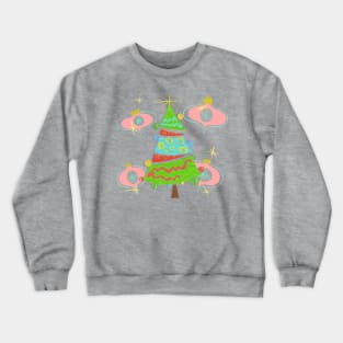 Christmas Tree with Pink Ornaments Vintage MCM Cartoon style Crewneck Sweatshirt